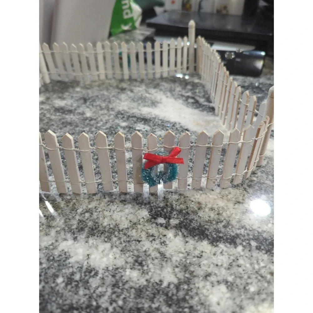 Christmas Village Accessory  White Wood Picket Fence  33